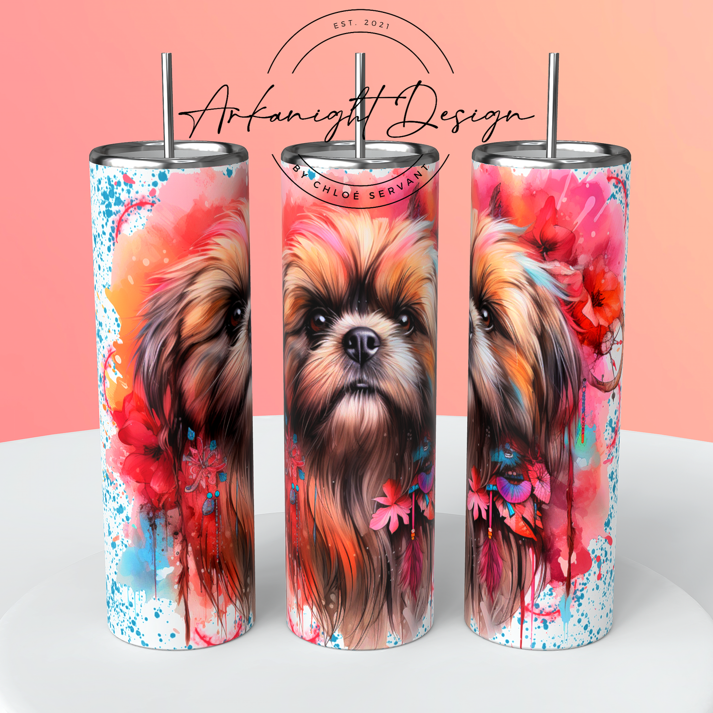 Watercolor Boho Shih Tsu