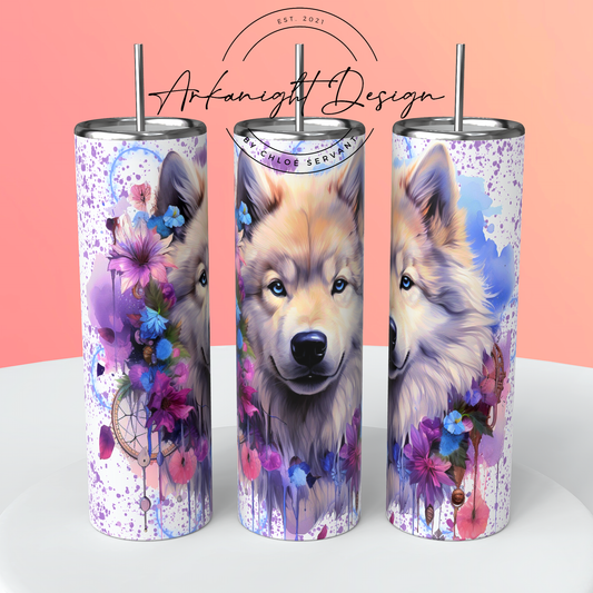 Gourde sur commande - Watercolor Boho Samoyede