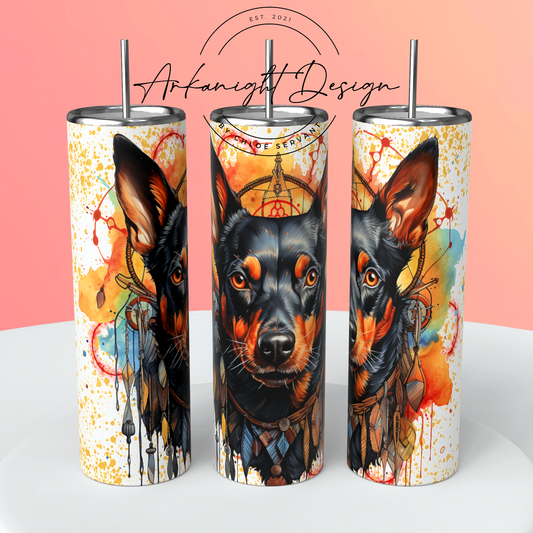 Gourde sur commande - Watercolor Boho Pinscher