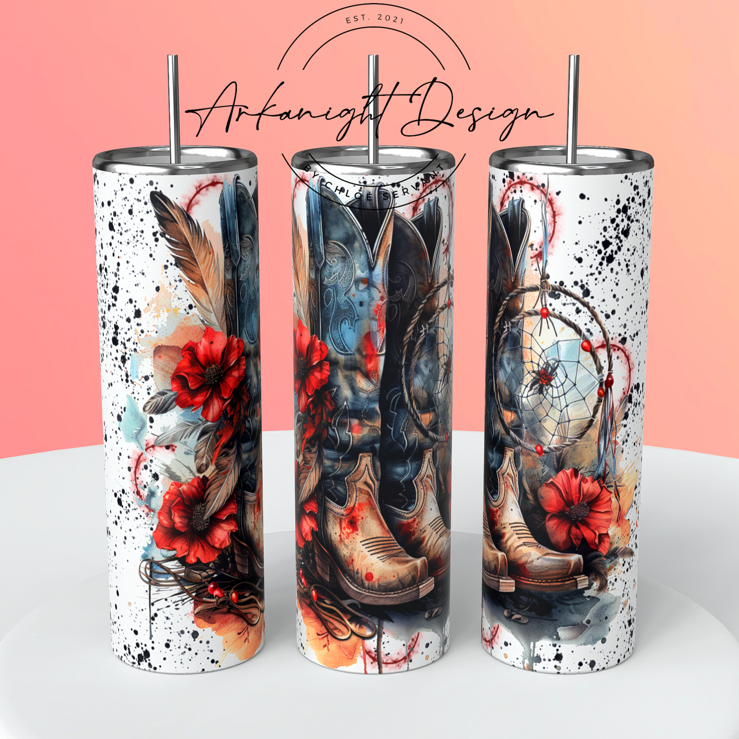 Watercolor Boho Cowgirl Boots