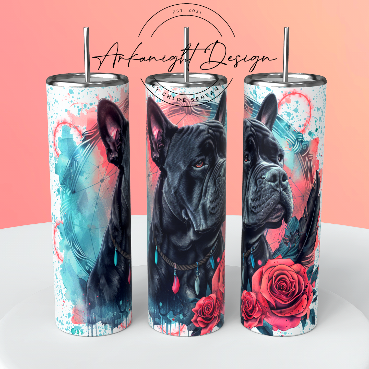 0020 -Gourde - Watercolor Boho Cane Corso