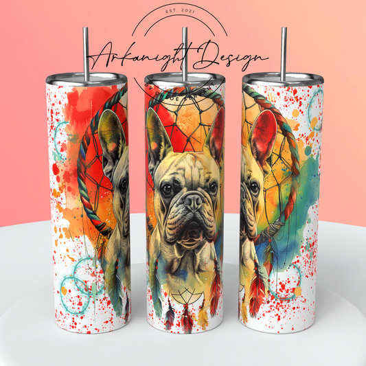 Gourde sur commande - Watercolor Boho French Bulldog Cream