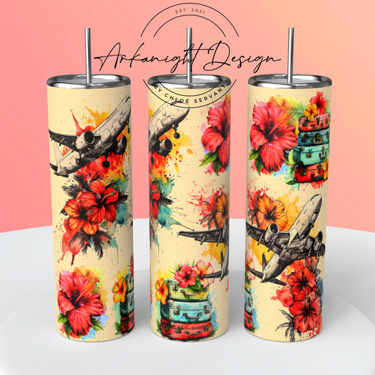 Gourde sur commande - Traveling - Plane & Hibiscus