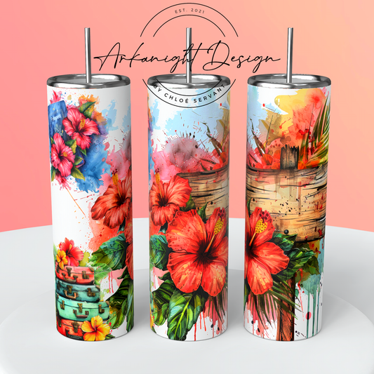 Gourde sur commande - Traveling - Road sign & Hibiscus