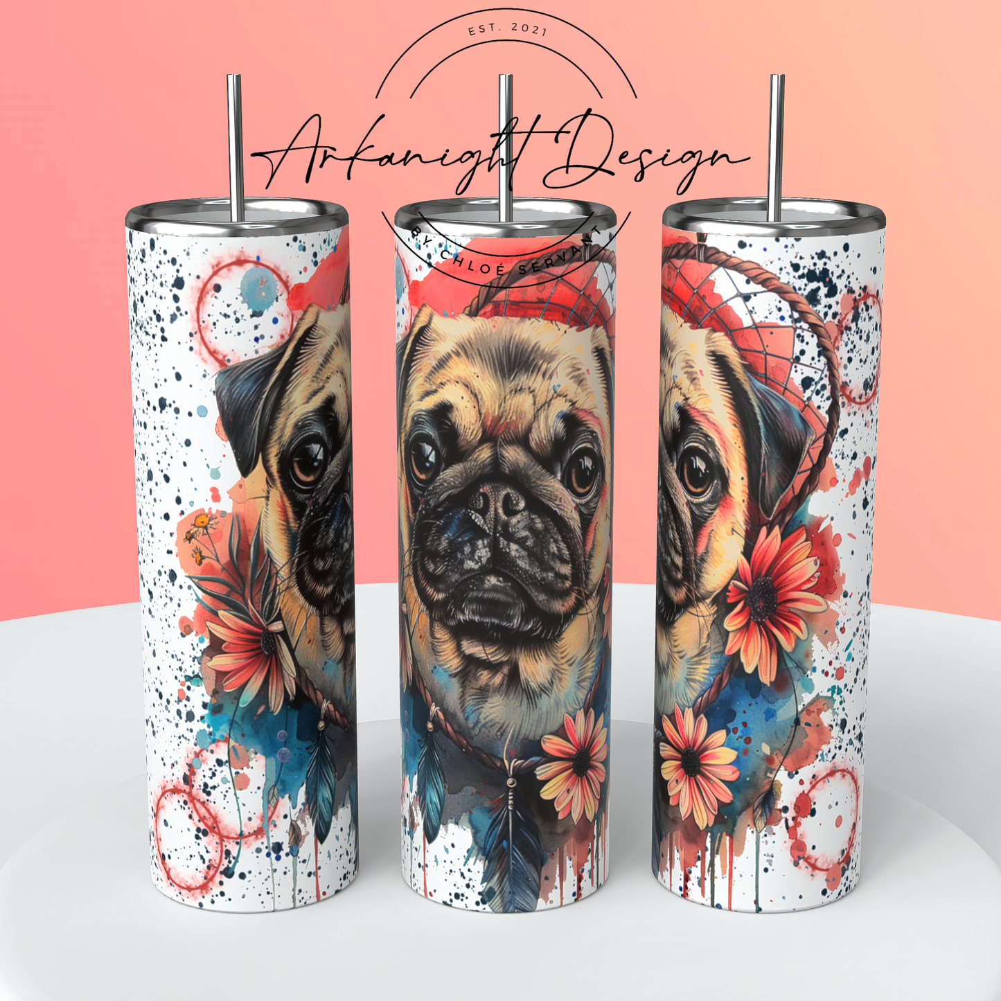 Numérique -  Watercolor Boho Pug