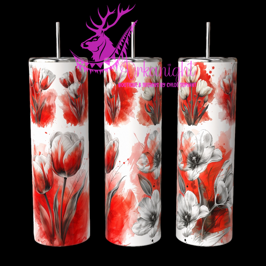 Gourde sur commande - Watercolor Red Tulip