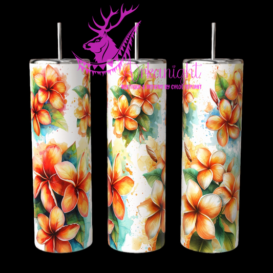 Gourde sur commande - Watercolor Orange Plumeria