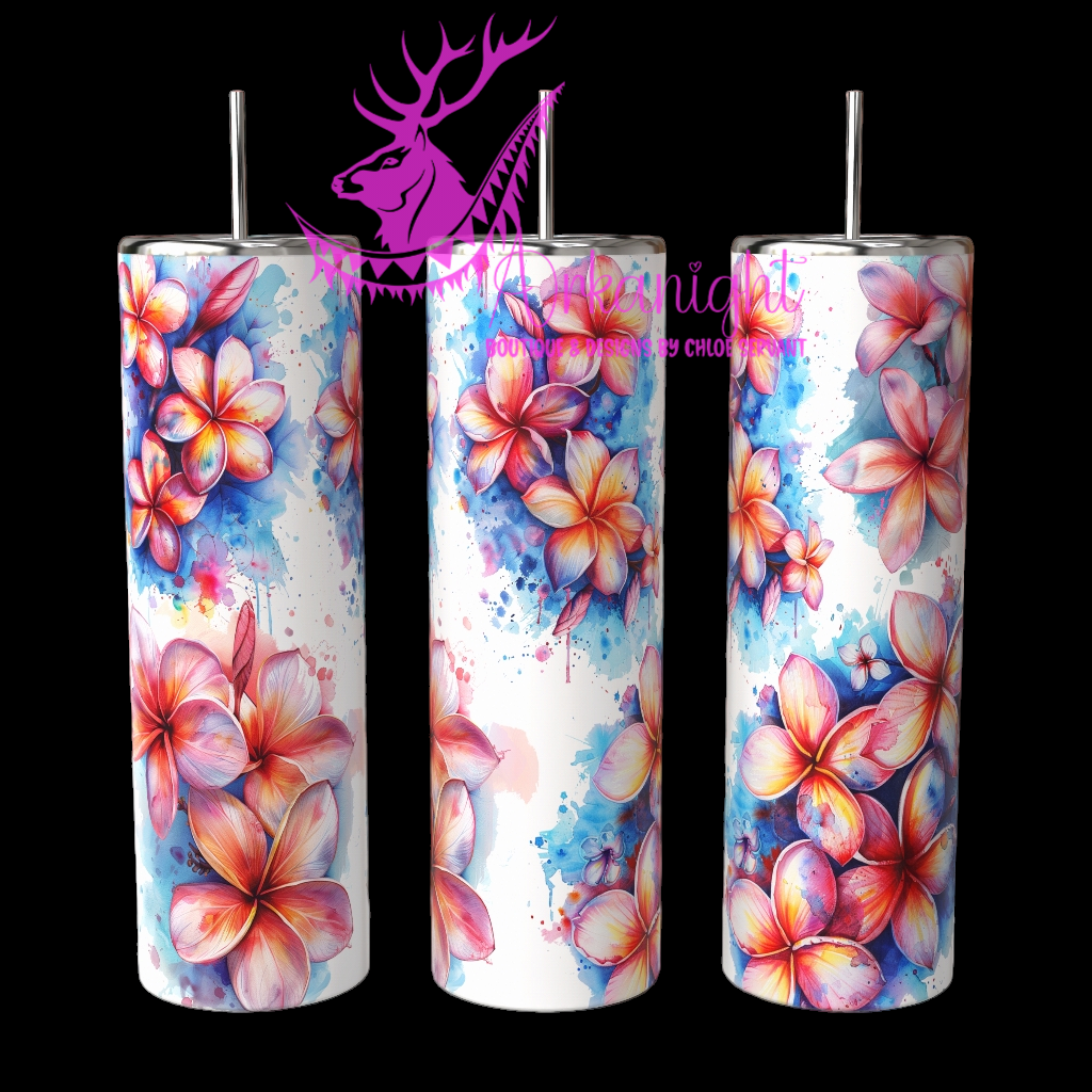 Gourde sur commande - Watercolor Pink Plumeria