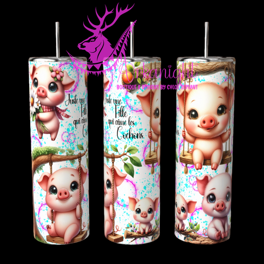 Gourde sur commande - Juste une fille qui aime les cochons