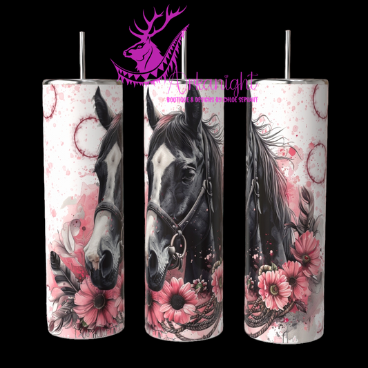 Gourde sur commande - Black Horse - Pink - 02