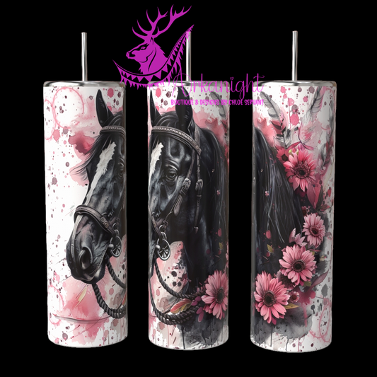 Gourde sur commande - Black Horse - Pink - 01