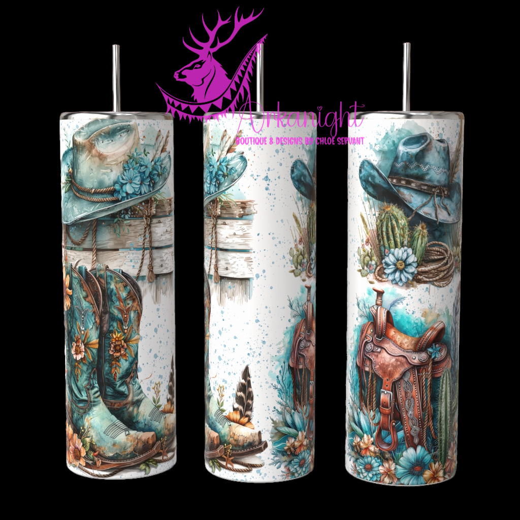 (Gourde sur commande - Cowgirl - Turquoise