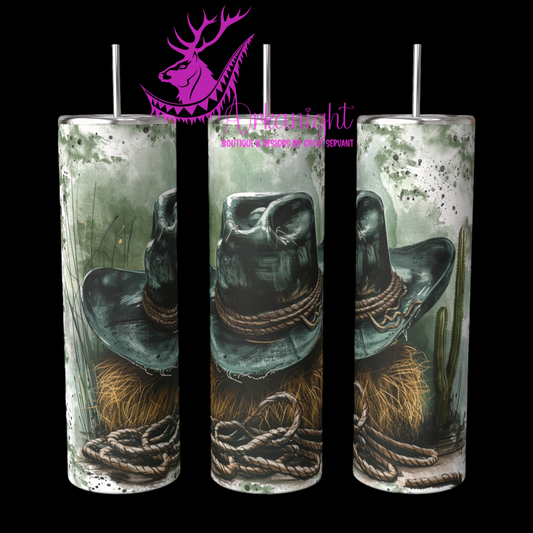 Gourde sur commande - Green Cowboy hat & Cactus