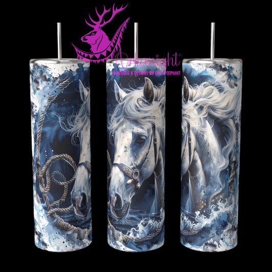 Gourde sur commande - Watercolor White horse