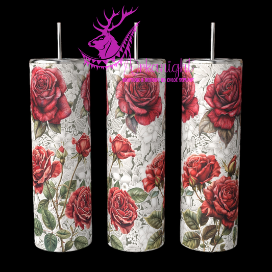 Gourde sur commande - Red Roses and Lace
