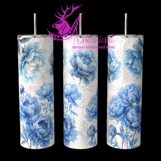 Gourde sur commande - Light Blue Peonies And Lace