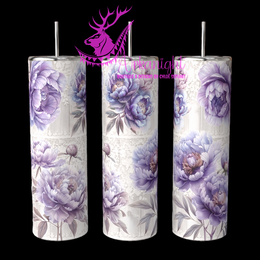 Gourde sur commande - Light Purple Peonies And Lace