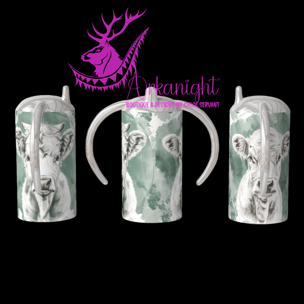 Gourde - Biberon Évolutif sur commande - Lines Art - Baby White Highland Cow