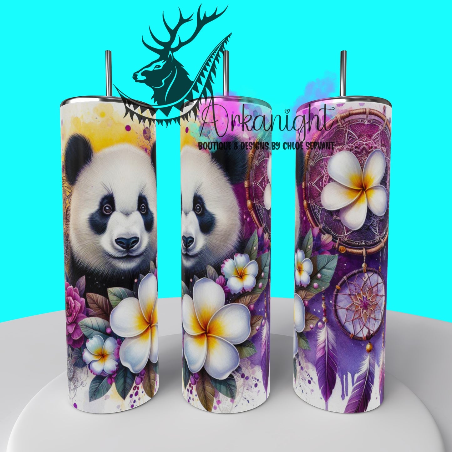 Gourde sur commande - Mandalas Panda - 02