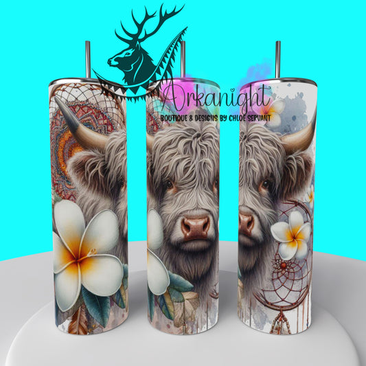 Gourde sur commande - Mandalas Grey Highland Cow