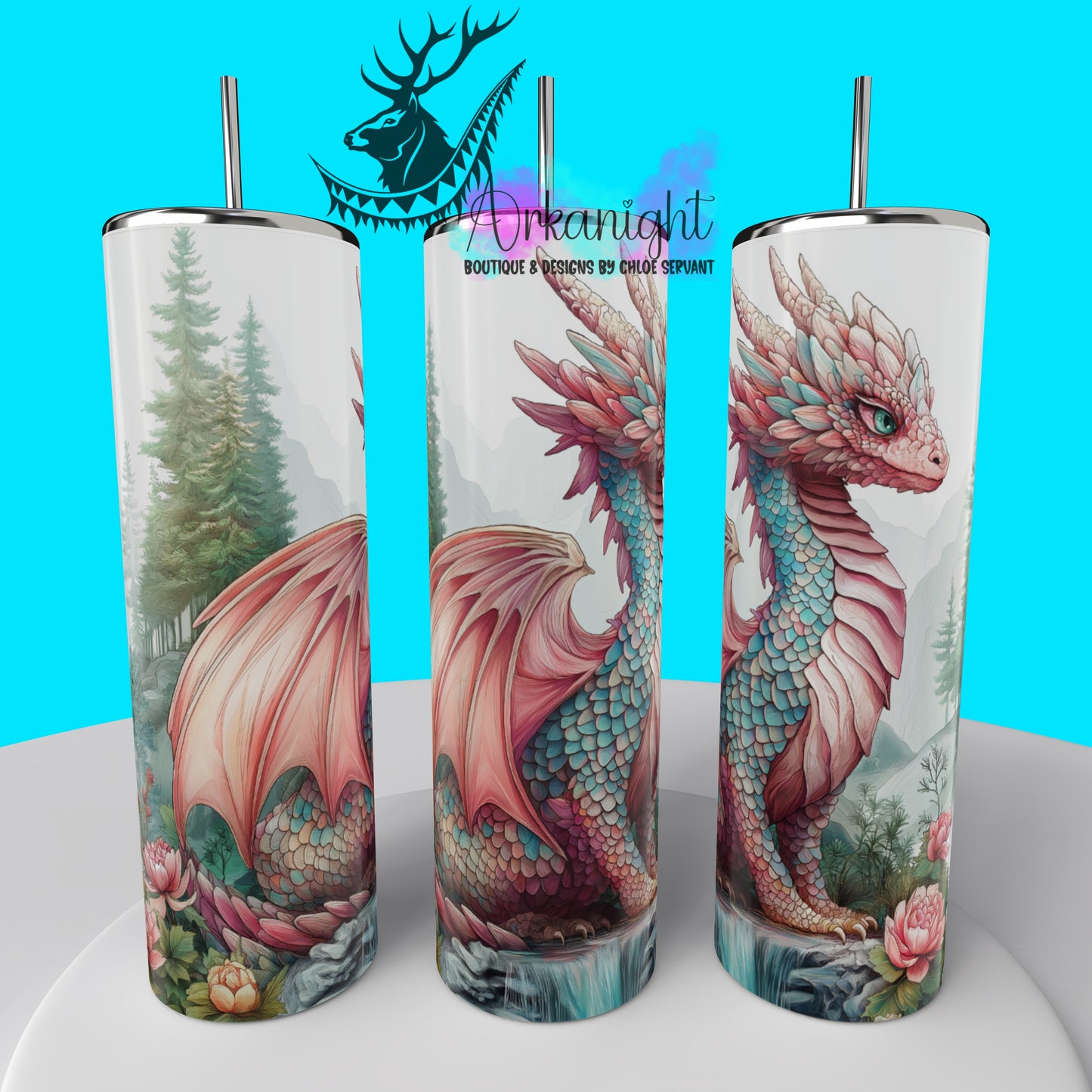 Numérique - Turquoise & Pink Dragon