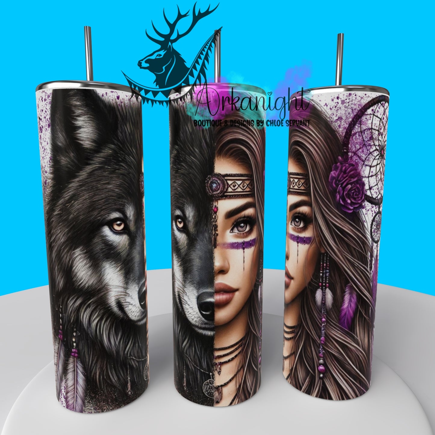Gourde sur commande - Collection Animal Totem - Wolf & Brown Hair