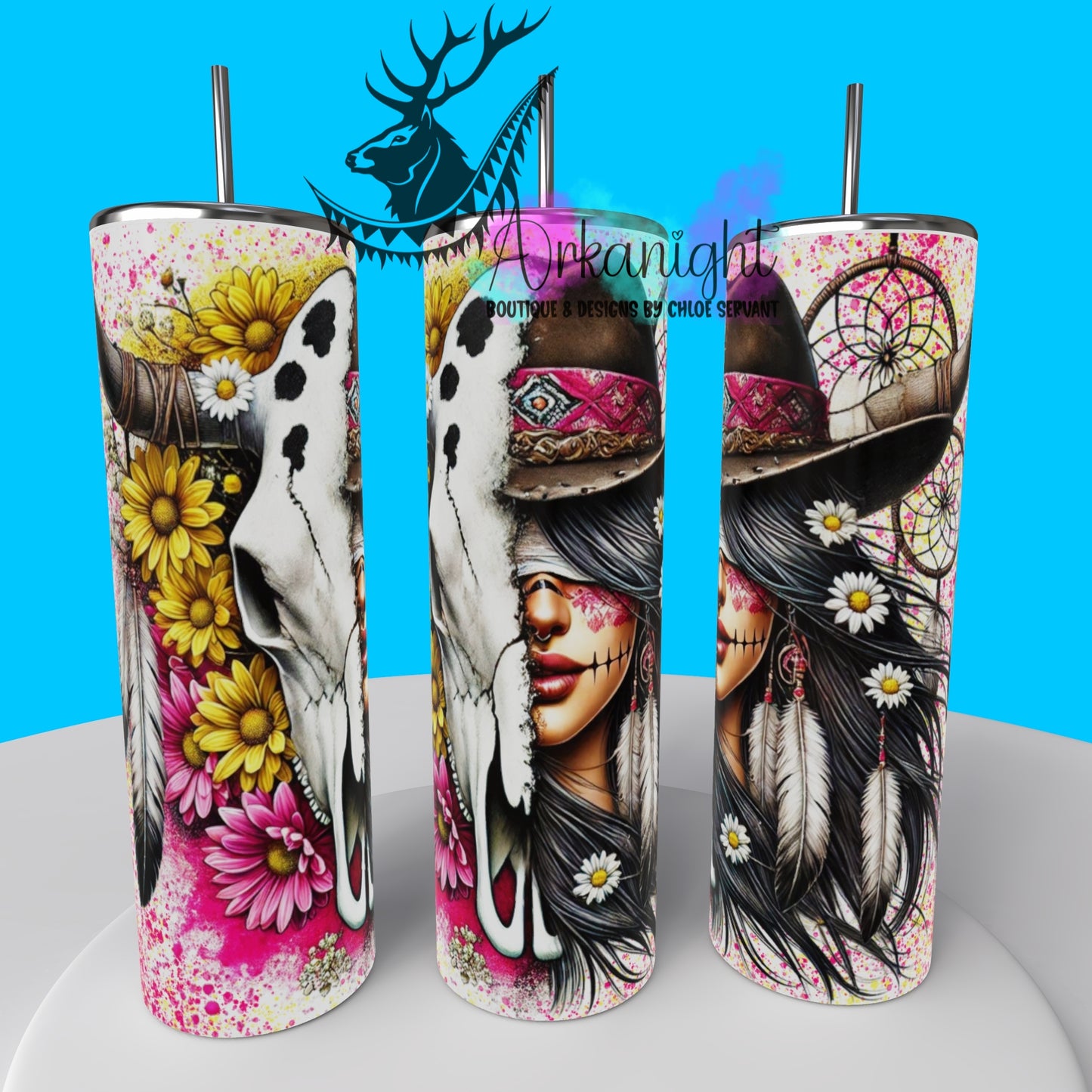 Gourde sur commande - Collection Animal Totem - Bramabull & Black Hair