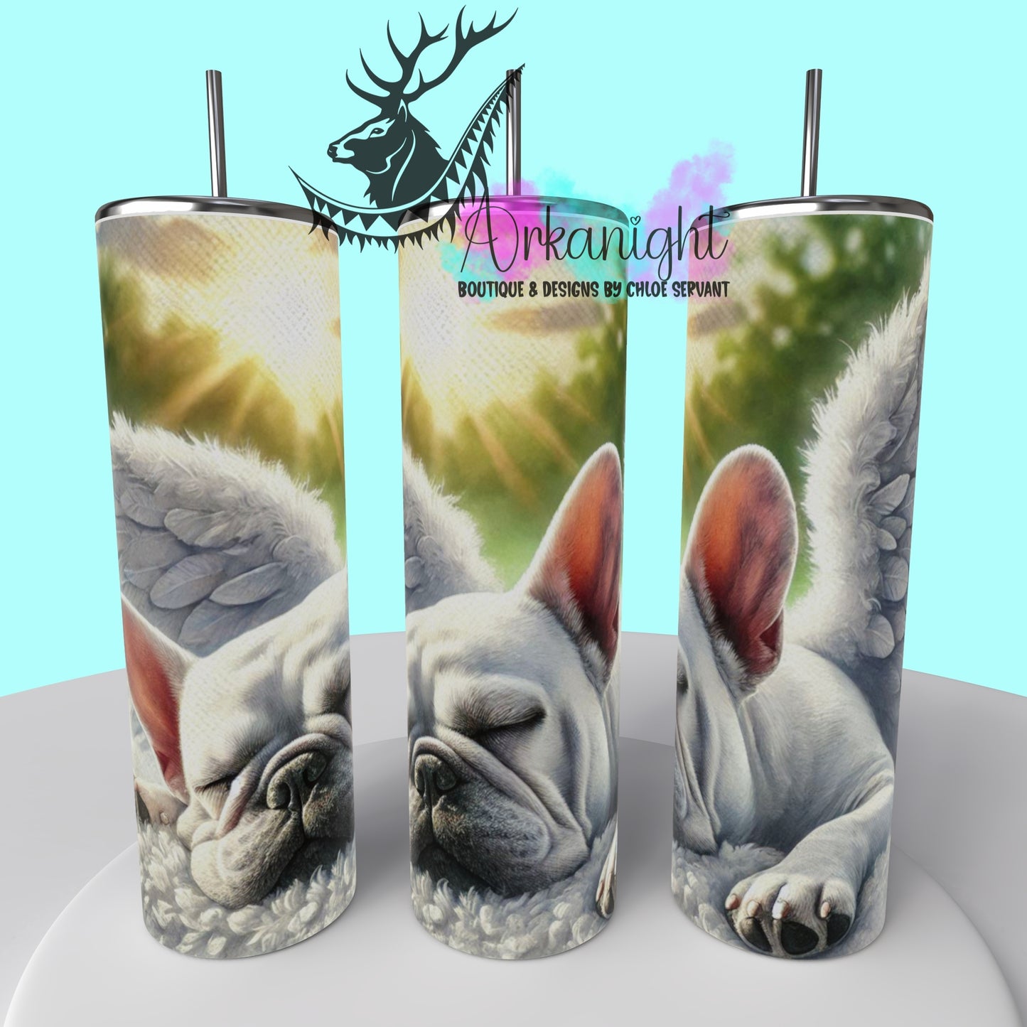 Gourde sur commande - Collection Mémoire Chien - French Bulldog - White