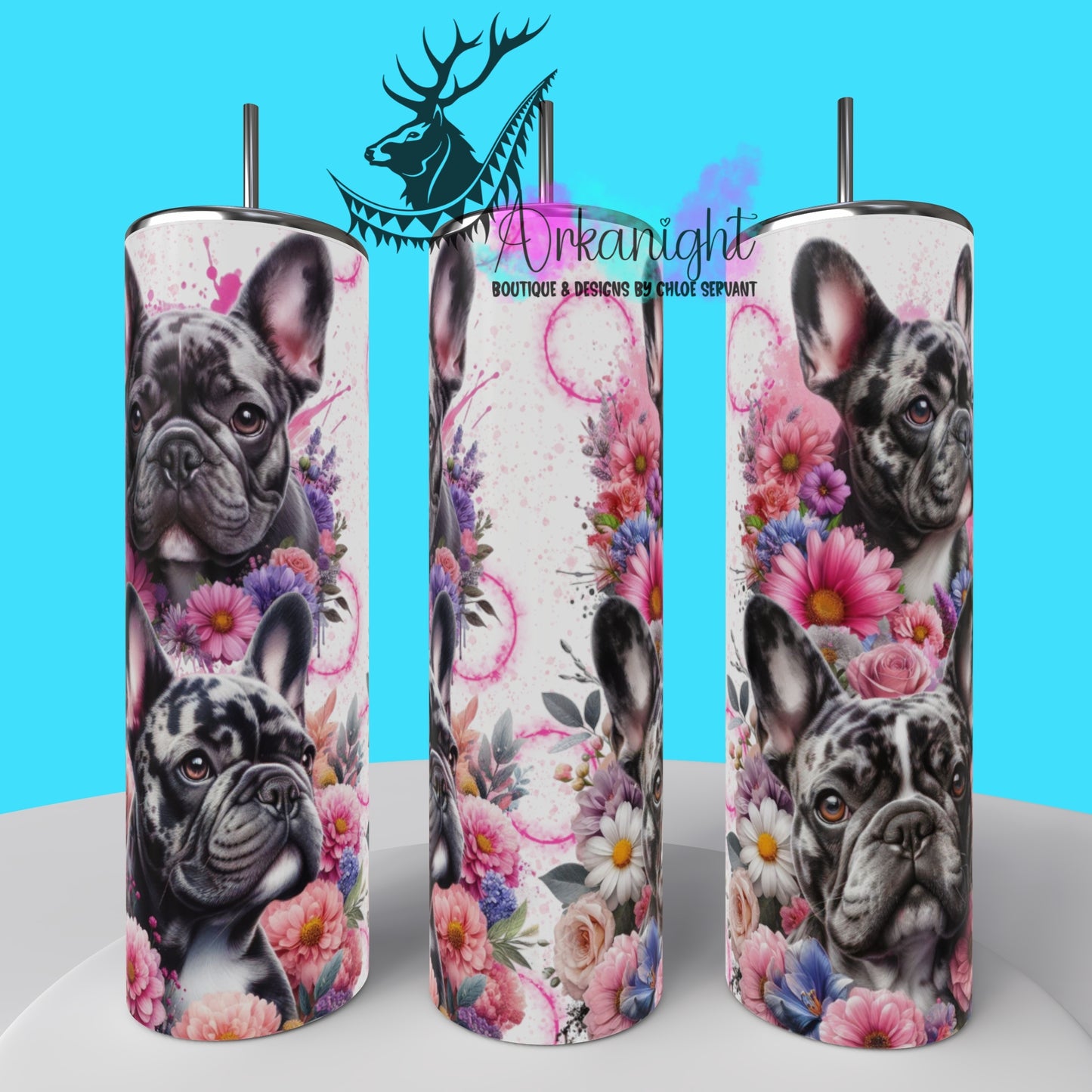 Gourde sur commande - Collection Books & Dogs - French Bulldog - 03