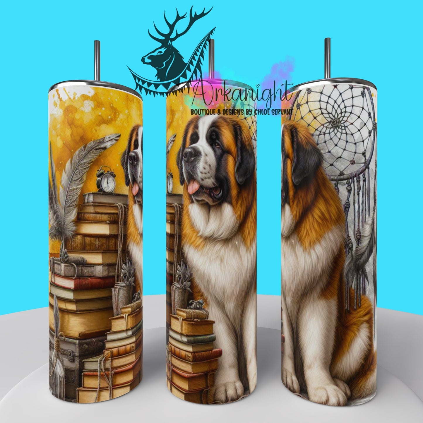 Gourde sur commande - Collection Books & Dogs - Saint- Bernard