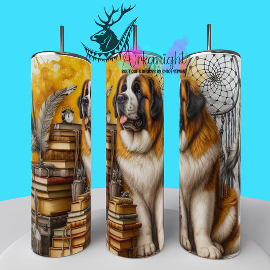 Gourde sur commande - Collection Books & Dogs - Saint- Bernard