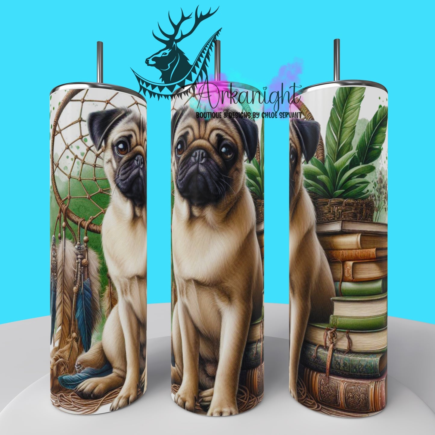 Gourde sur commande - Collection Books & Dogs - Pug