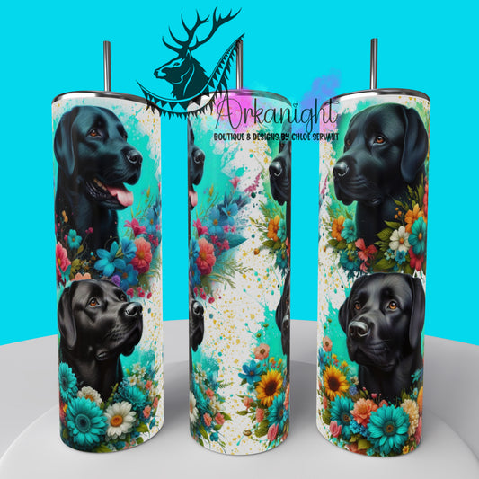 Gourde sur commande - Collection Chien 2025 - Black Lab Flowers