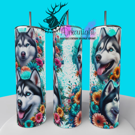Gourde sur commande - Collection Chien 2025 - Husky Flowers