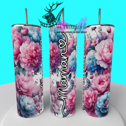 Gourde sur commande - Collection Fête des mères 2025 - Blue & Pink Peony - Maman