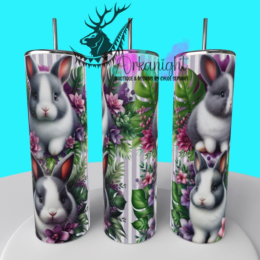 Gourde sur commande - Collection Monstera & Animals 2025 - White & Grey Baby Rabbit