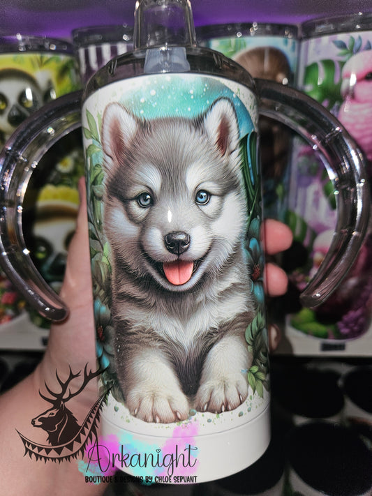 Gourde - Biberon Évolutif sur commande - Monstera & Animals - Loup Gris