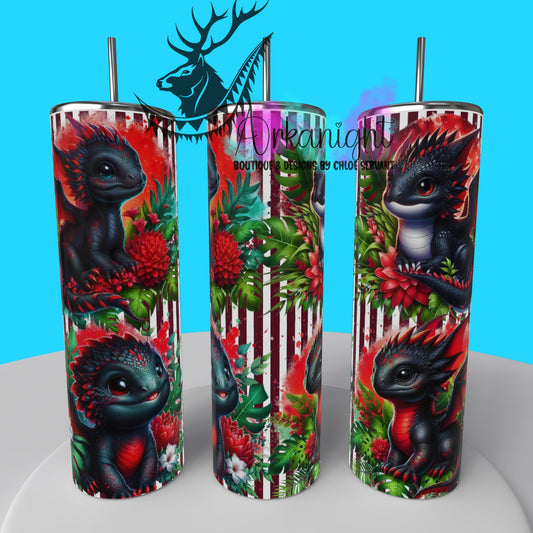 Gourde sur commande - Collection Monstera & Bébé Dragon 2025 - Noir & Rouge Néon