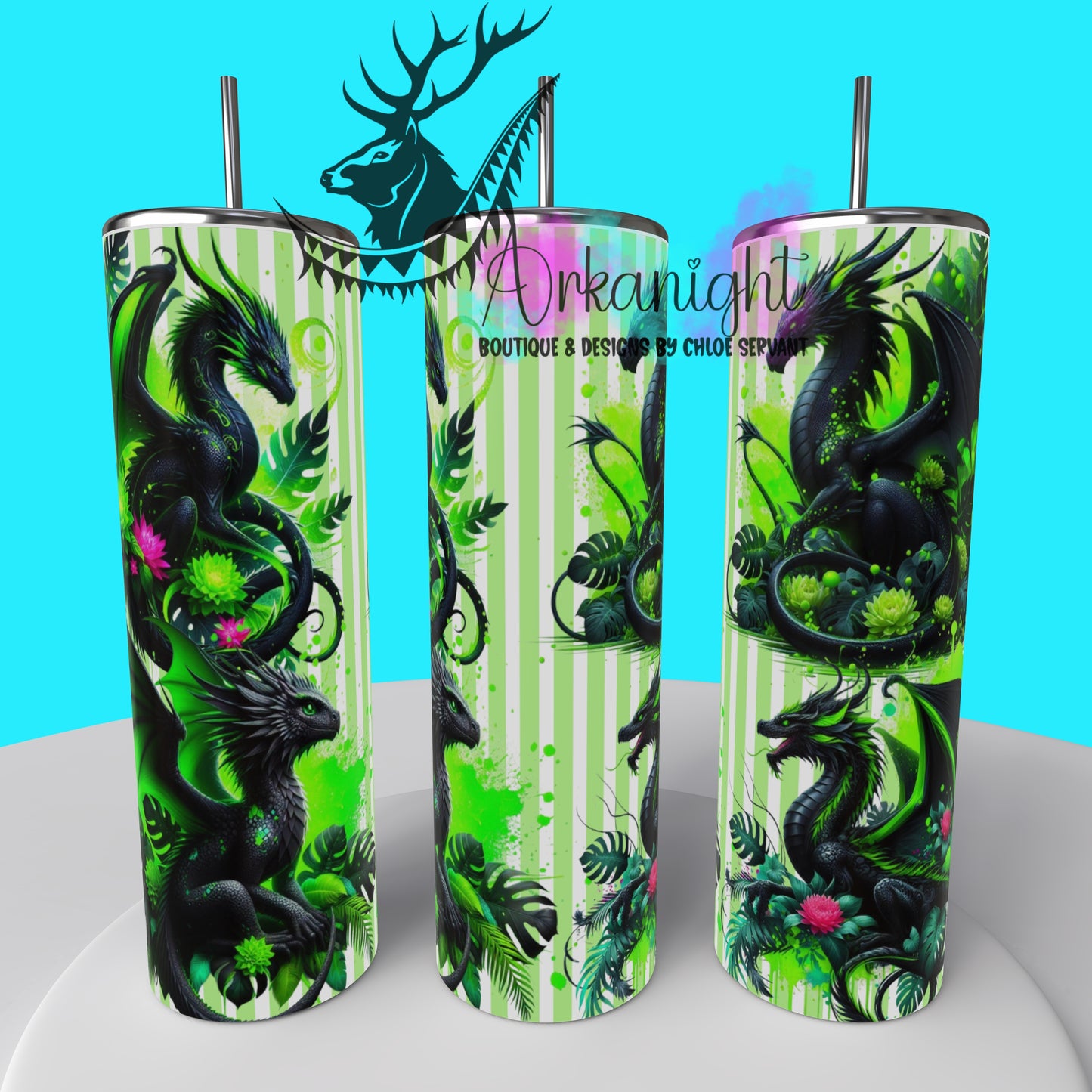 Gourde sur commande - Collection Monstera & Dragon 2025 - Noir & Vert Neon