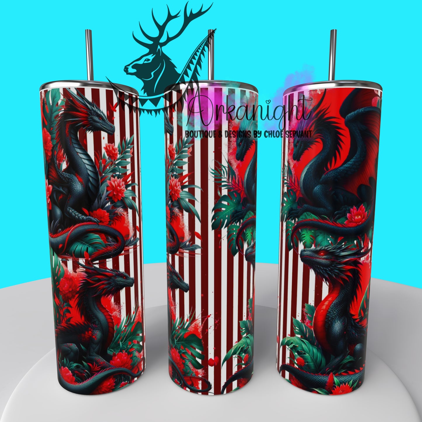 Gourde sur commande - Collection Monstera & Dragon 2025 - Noir & Rouge Néon