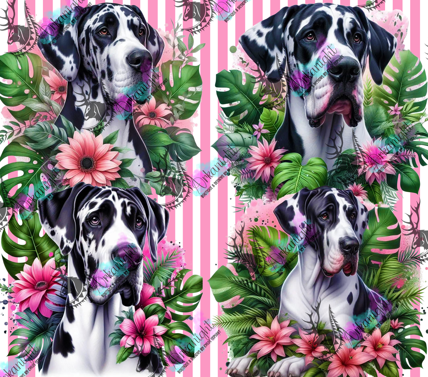 Numérique - Collection Monstera & Chien 2025 - Grand Danois Alerquin  - Rose