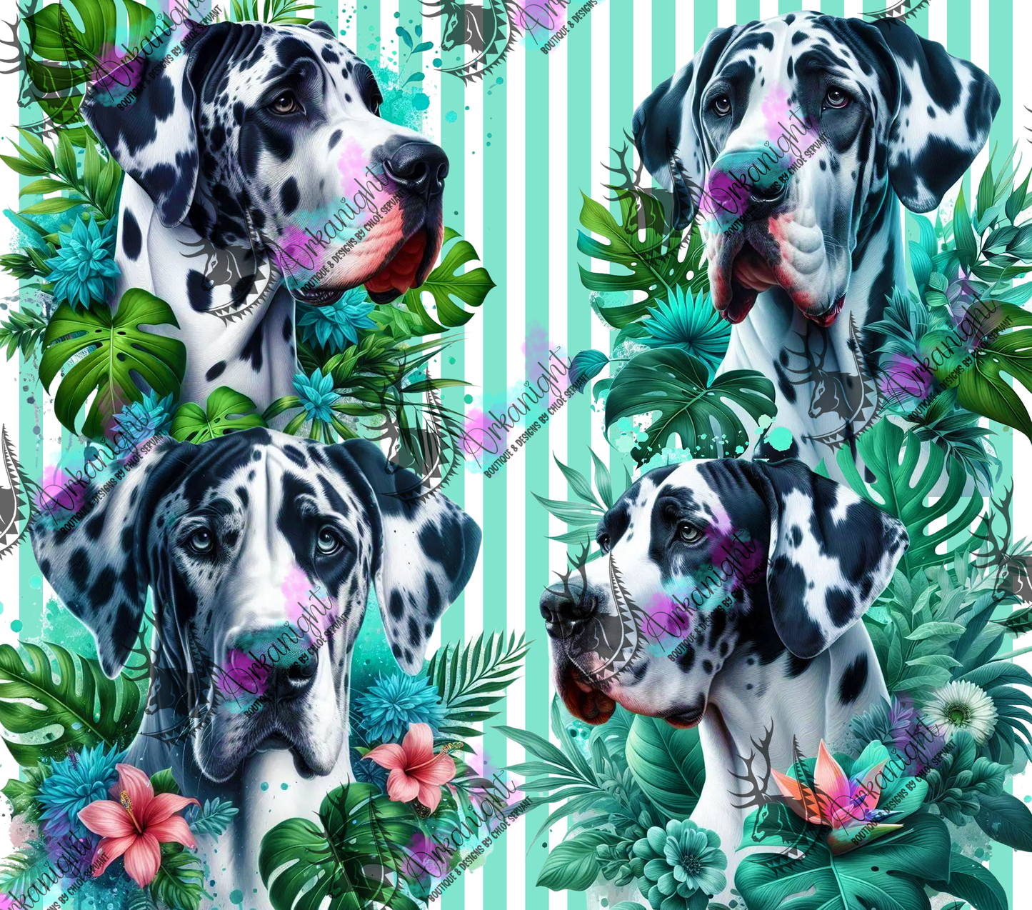 Numérique - Collection Monstera & Chien 2025 - Grand Danois Alerquin  - Bleu