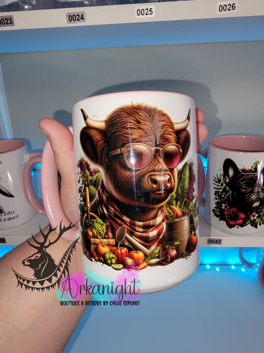 Tasse en céramique sur commande - Higland Cow - Jardinage - 04