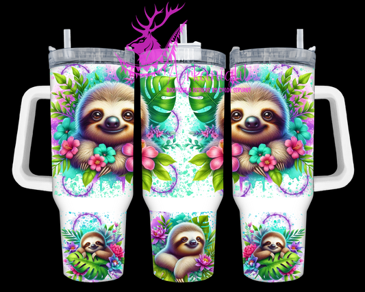 Gourde 40 oz sur commande - Collection Monstera & Animals - Paresseux