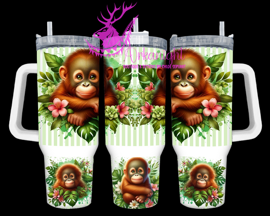 Gourde 40 oz sur commande - Collection Monstera & Animals - Ourang-Outang