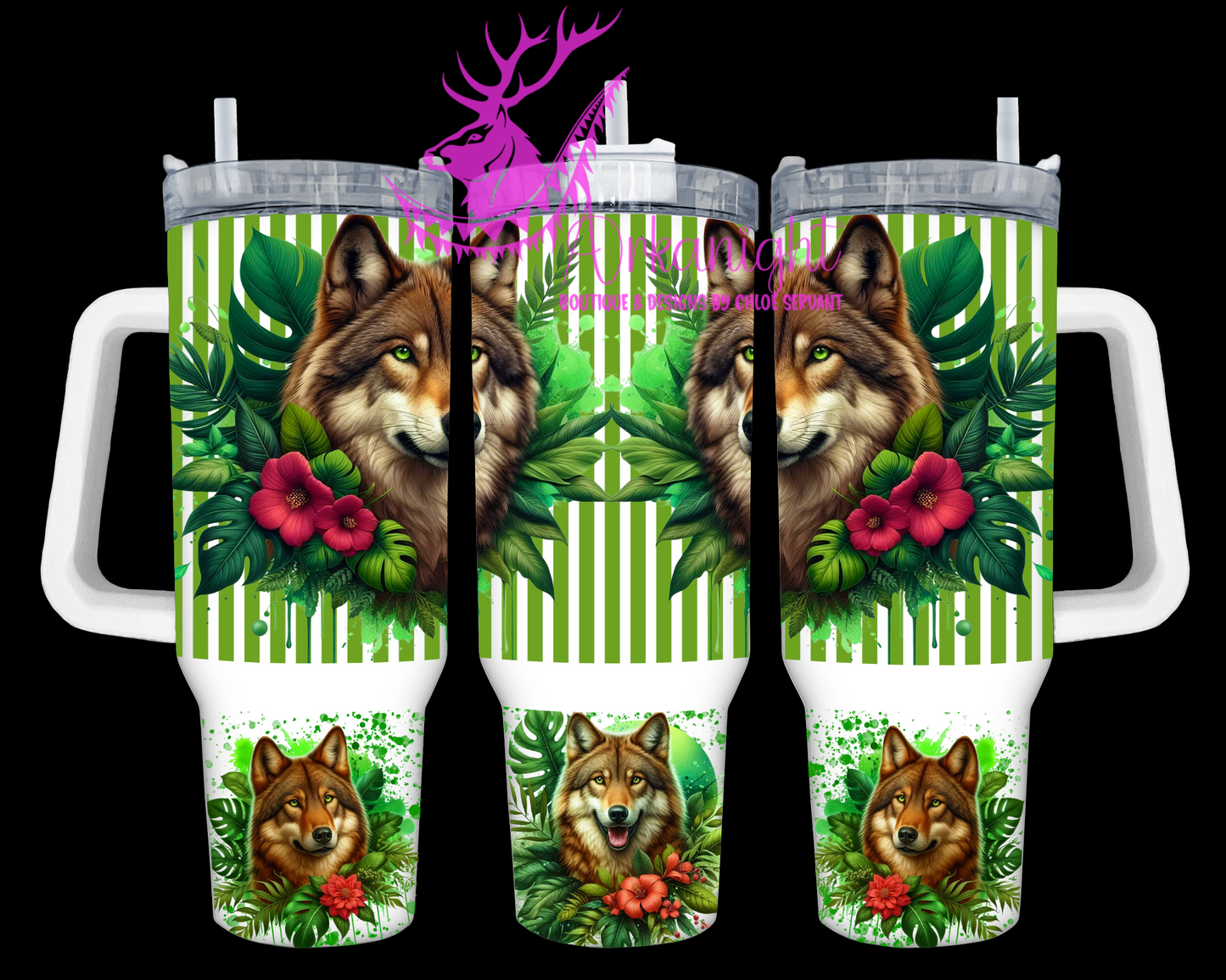 Numérique 40 oz - Collection Monstera & Animals - Loup Brun