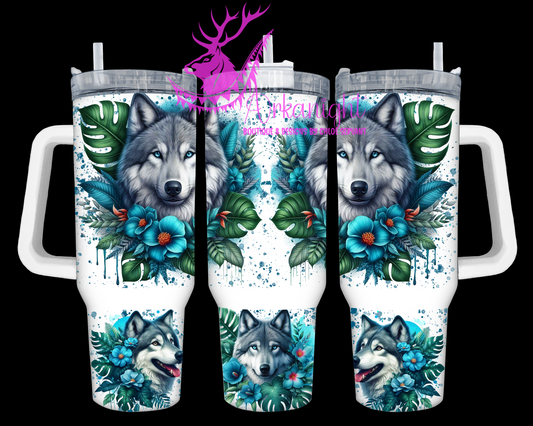 Numérique 40 oz - Collection Monstera & Animals - Loup Gris