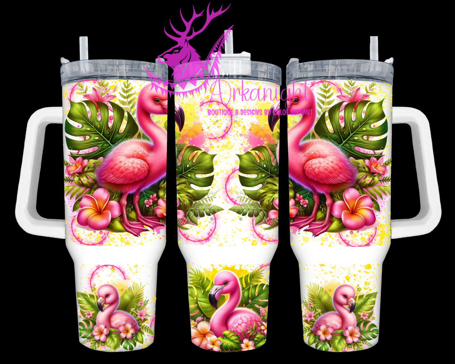 Numérique 40 oz - Collection Monstera & Animals - Flamant Rose
