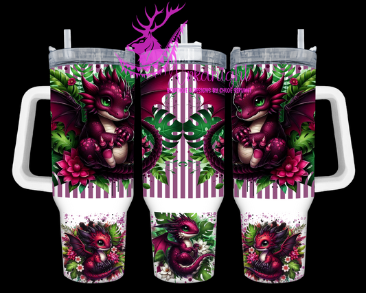 Numérique 40 oz - Collection Monstera & Bébé Dragon - Bourgogne