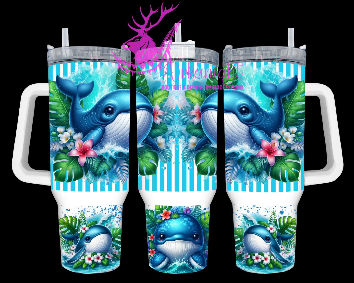 Numérique 40 oz - Collection Monstera & Animals - Baleine